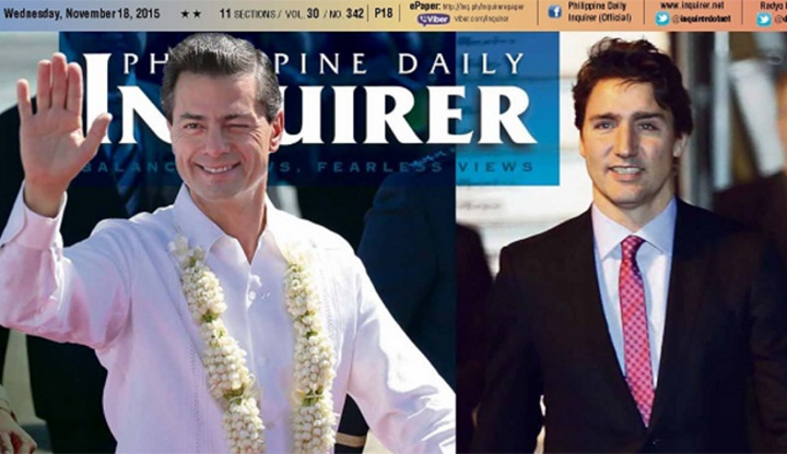 Team Nieto or Team Trudeau? Manila newspaper asks burning question.