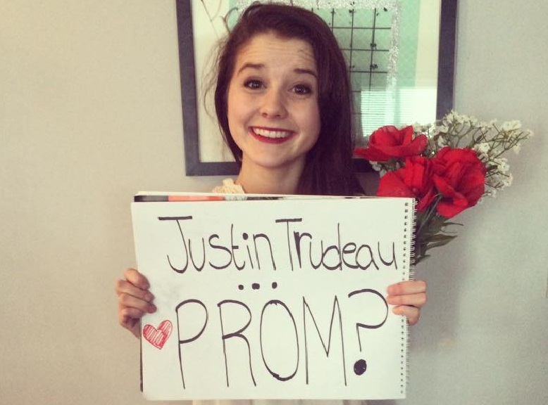 Kashlee Taylor-Proulx's picture inviting Prime Minister Justin Trudeau to her prom. 
