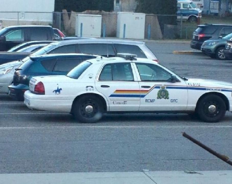 A police car parked at Mount Boucherie Secondary School in West Kelowna on Wednesday morning. Photo taken by a student. 