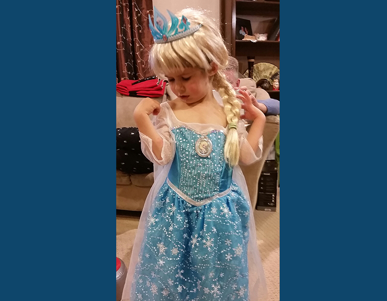 Camryn dressed up as a princess.