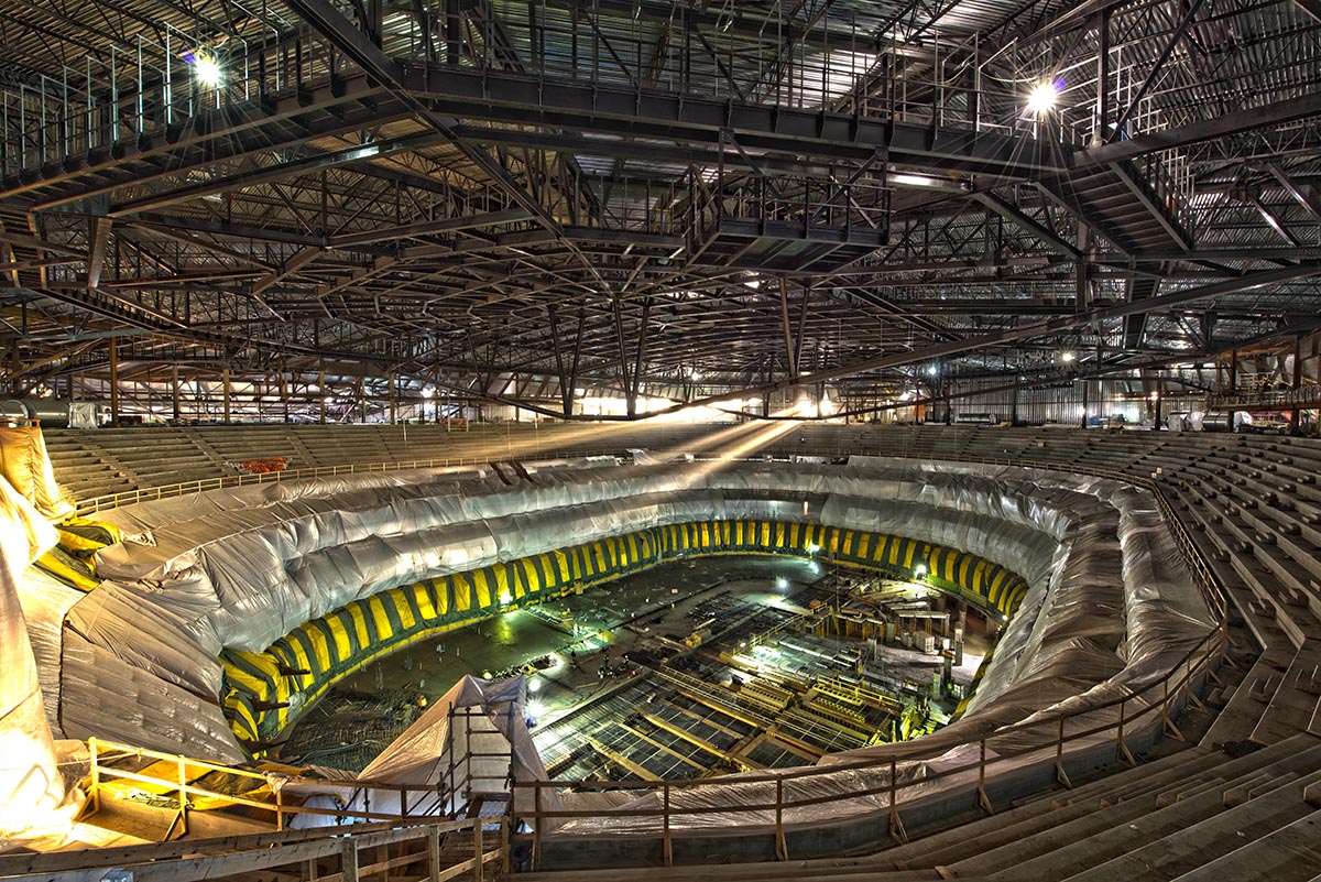Photos showing construction progress of the inside of Rogers Place arena in downtown Edmonton. November 6, 2015.