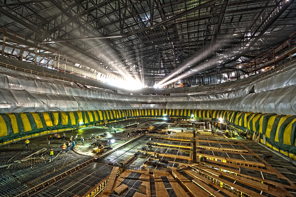 Photos showing construction progress of the inside of Rogers Place arena in downtown Edmonton. November 6, 2015.