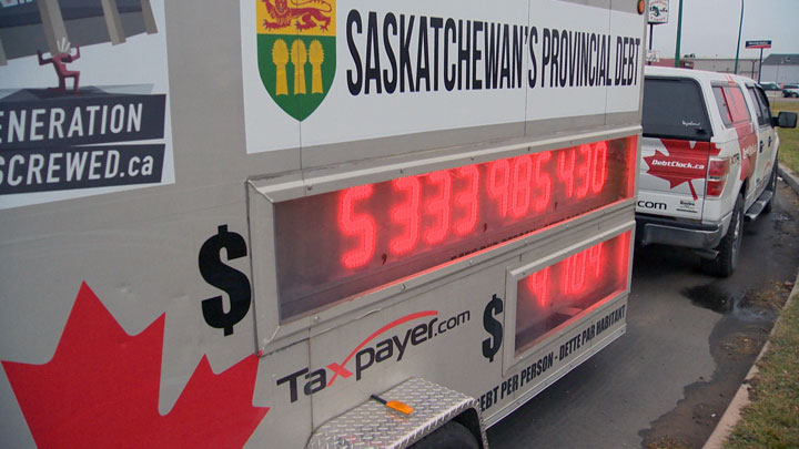 Canadian Taxpayers Federation drawing attention to Saskatchewan’s debt level with a mobile clock that is making its way across the province.