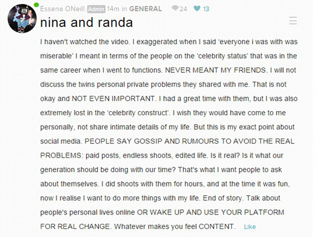 Opinions on Essena O’Neill split after some allege social media protest is a hoax - image