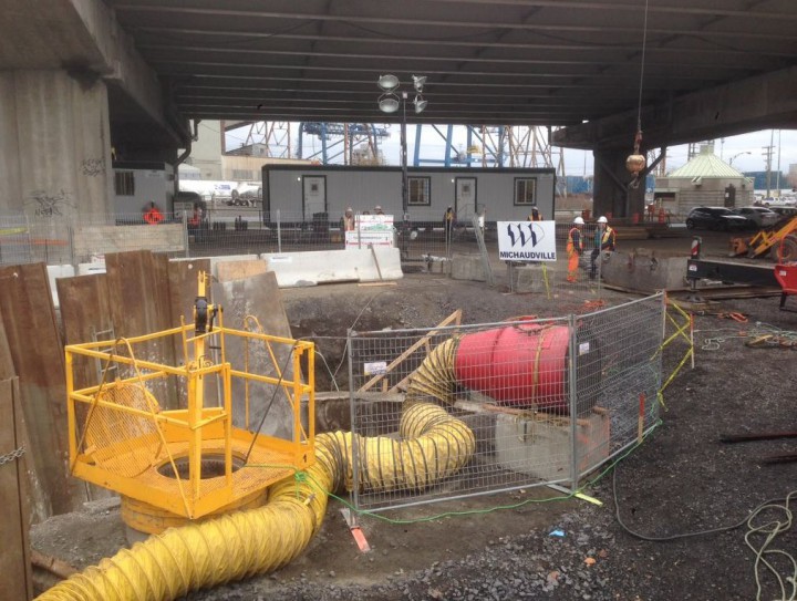 The sewer hole that Denis Coderre inspected, Thursday, November 12, 2015.