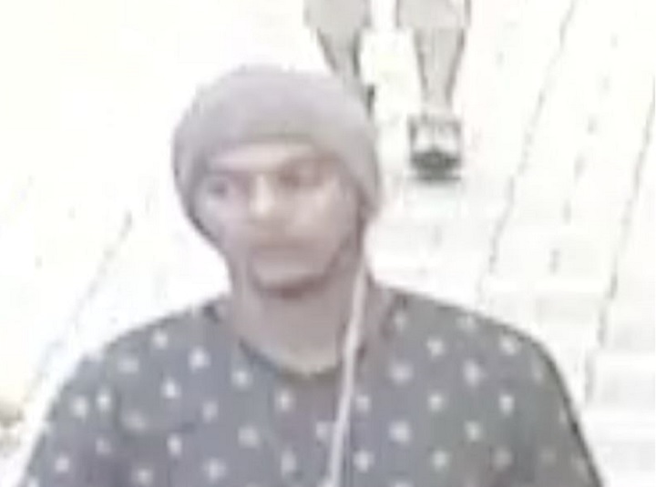 Security camera image of man wanted in a sexual assault investigation.