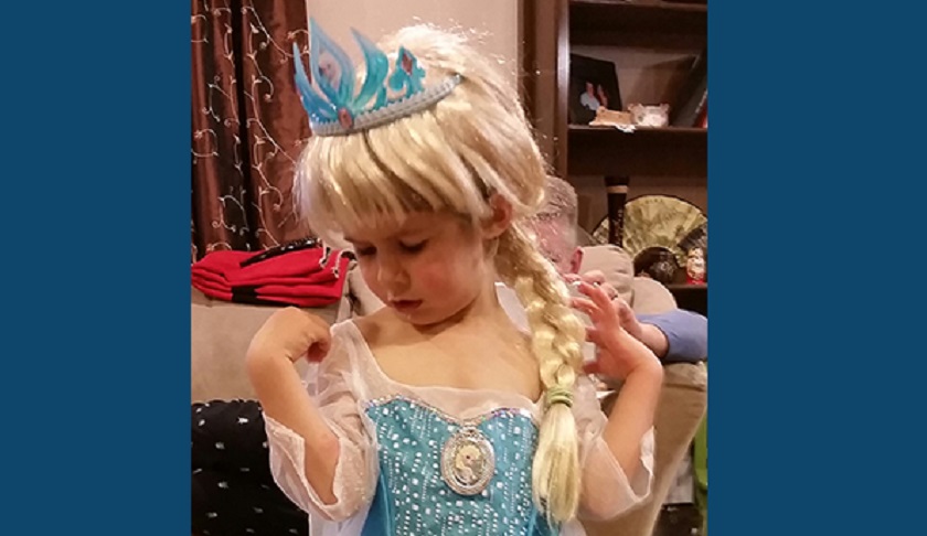 Jill's daughter Camryn dressed up as a princess.