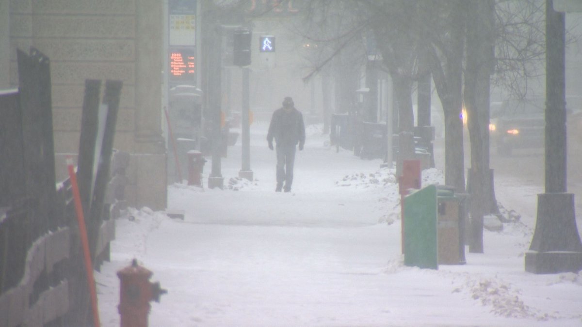 Winnipeggers bundled up for another windy and snowy day to start the week.