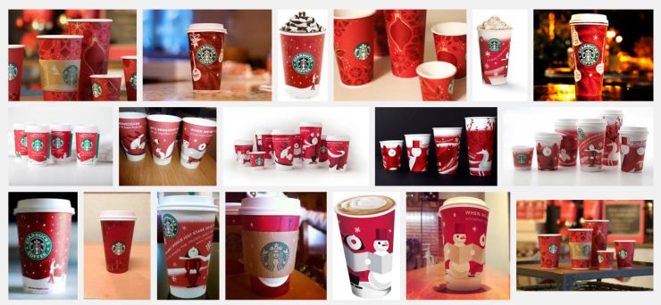 Starbucks’ previous holiday cups.