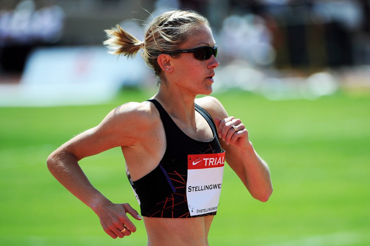 Hilary Stellingwerff, of London Ont., makes her way to a second place finish in the women's 1,500-metre at the Canadian Track and Field Championships in Calgary, Alta., Friday, June 29, 2012. 