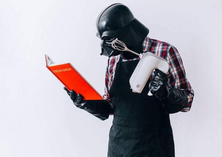 Darth Vader takes time out of his busy schedule for some baking fun.