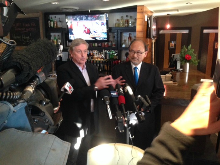Ian Tostenson with the BC Restaurant and Food Services Association and Minister John Yap announced restaurants with a food primary licence will no longer be required to have a segregated lounge or bar area for those wishing simply to have a glass of wine, or other drink.