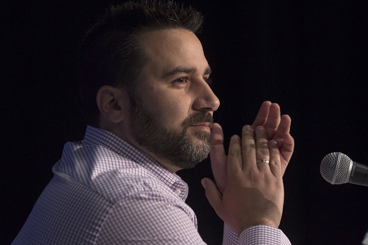 Toronto Blue Jays general manager Alex Anthopoulos attends a year-end press conference in Toronto on Monday October 26, 2015.