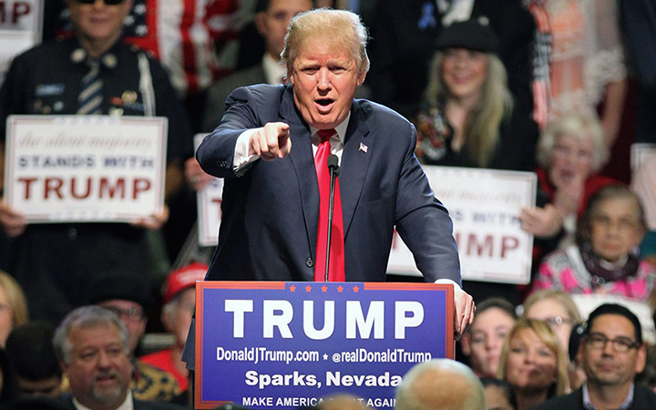 Republican presidential candidate Donald Trump in Sparks, Nev. 
