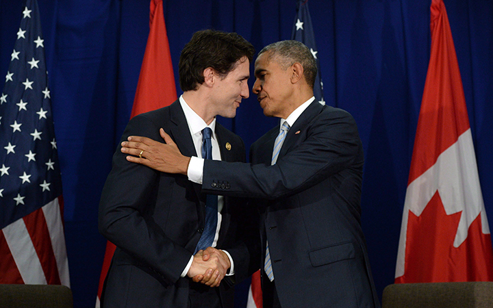 Canadian Prime Minister Justin Trudeau takes part in a bilateral meeting with U.S. President Barack Obama at the APEC Summit in Manila, Philippines on Thursday, November 19, 2015. 