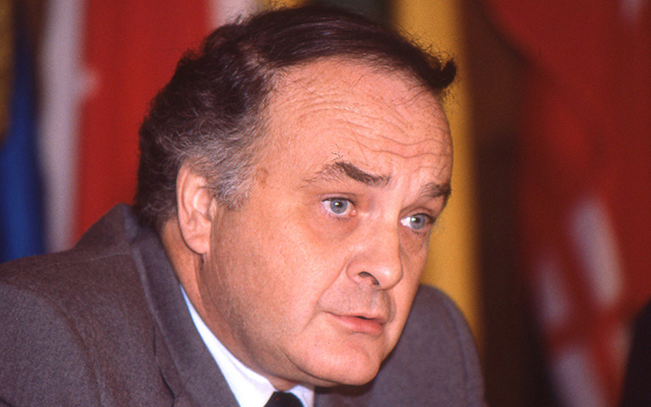 Then Manitoba Premier Howard Pawley is shown in this 1984 file photo. The Manitoba government says former NDP premier Howard Pawley has died. He was 81.