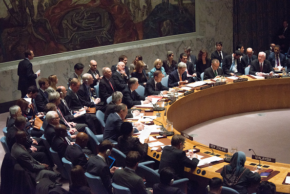 Following a ministerial meeting in New York City of the International Syrian Support Group, United States Secretary of State John Kerry chaired a session of the United Nations Security Council during which the ISSG's proposal was unanimously adopted by the Council. (Photo by Albin Lohr-Jones/Pacific Press/LightRocket via Getty Images).