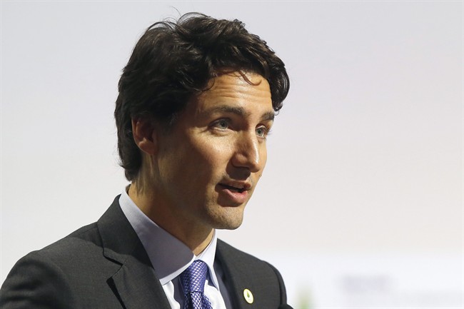 Canadian Prime Minister Justin Trudeau addresses world leaders at the COP21, United Nations Climate Change Conference, in Le Bourget, outside Paris, Monday, Nov. 30, 2015. 