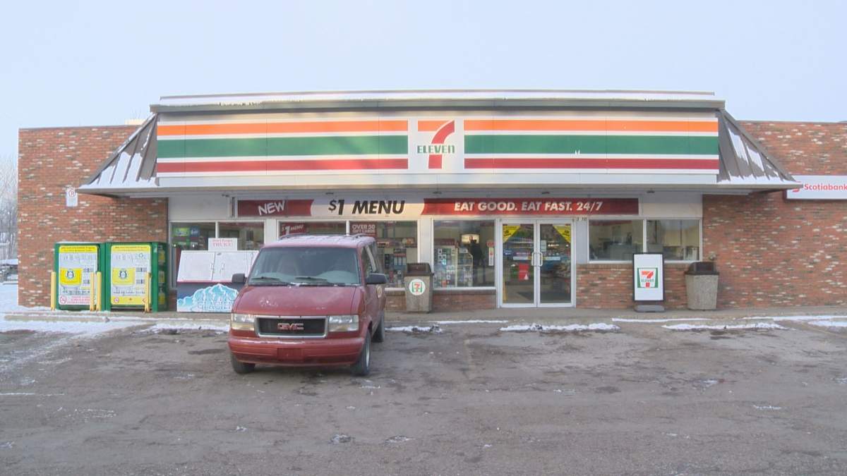 This 7-11 was robbed early Sunday morning by two masked suspects.