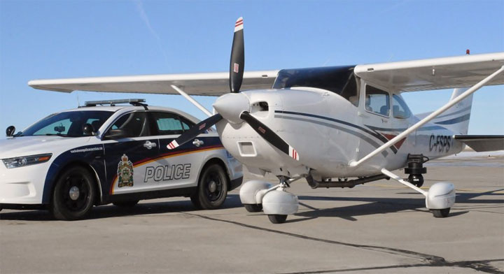 The Saskatoon police air support unit helps officers on the ground apprehend two suspects in the city early Tuesday morning.
