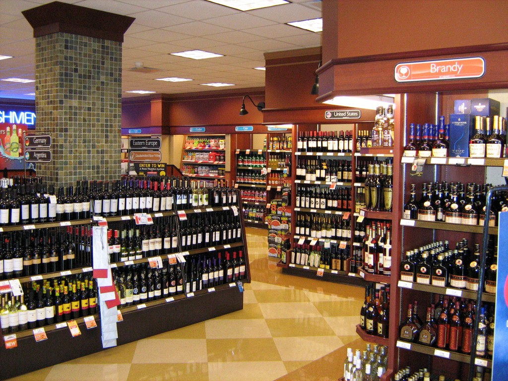 Wine bottles in a BC Liquor Store.
