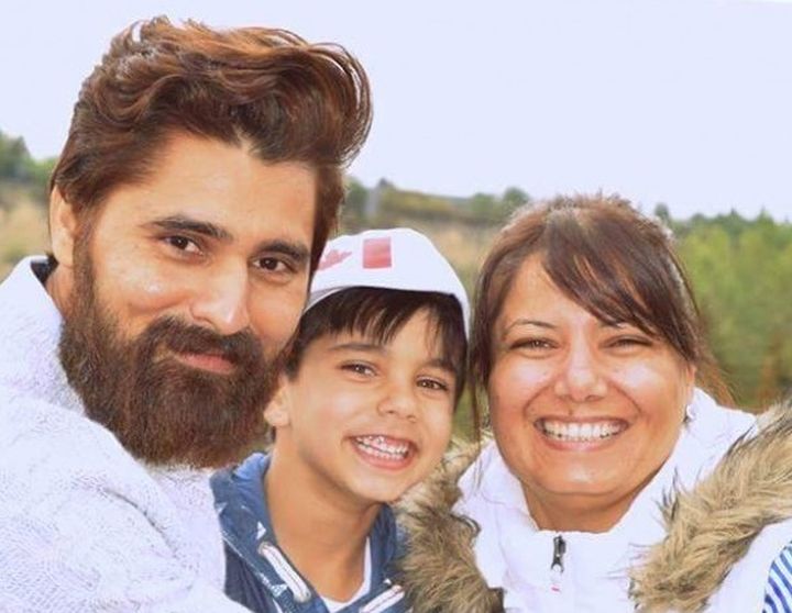 A screen capture from the GoFundMe page set up to help the family of Karanpal Bhangu (left).