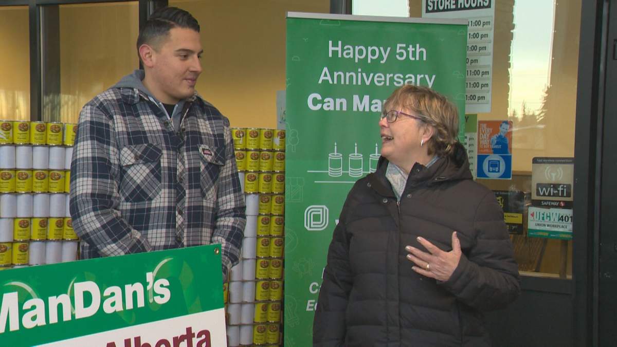 Edmonton's Can Man Dan camps outside for a 5th consecutive year to raise money and donations for the Food Bank, Thursday, Dec. 3, 2015. 
