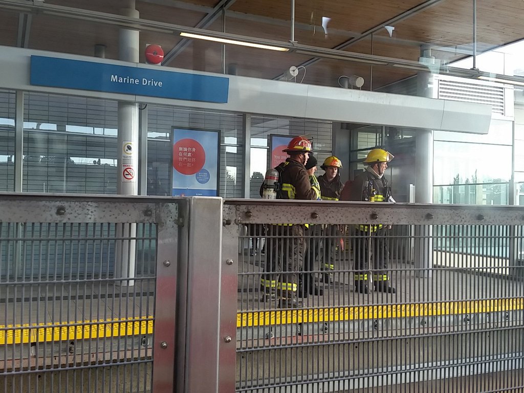 Fire crews on scene at Marine Drive Station.