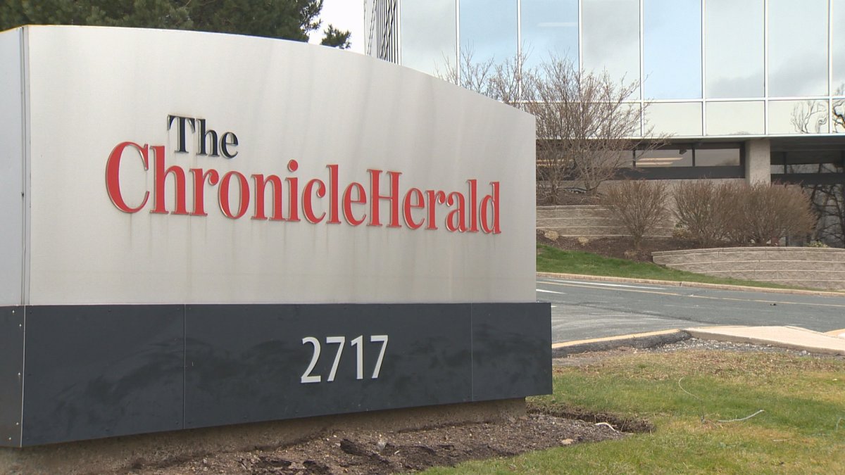 The sign outside The Chronicle Herald offices in Halifax. 