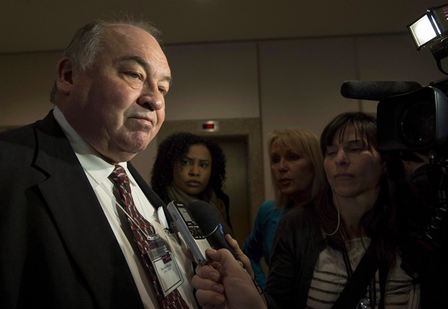 Northwest Territories Premier Bob McLeod, Chair of the National Roundtable on Missing and Murdered Indigenous Women and Girls, speaks to reporters during a break in proceedings in Ottawa on Friday, Feb. 27, 2015. A new premier for the Northwest Territories is to be chosen on Wednesday. 