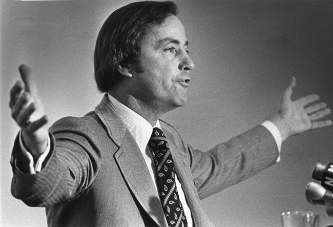 Former British Columbia premier Bill Bennett, shown in this 1979 file photo, known as an architect of financial restraint in the province, has died in his hometown of Kelowna at the age of 83. 