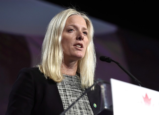 Minister of Environment and Climate Change Catherine McKenna delivers the keynote address at the Canada 2020 conference, in Ottawa, on Friday, Nov. 20, 2015. 