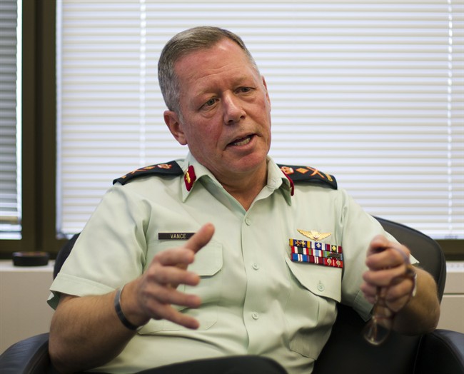 Chief of Defence Staff Gen. Jonathan Vance is interviewed in Ottawa, Monday, Dec. 14, 2015. 