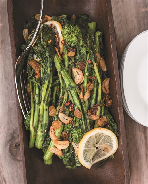 Sauteed Rapini With Toasted Garlic created by MasterChef judge Graham Elliot is a delicious yet simple side dish that comes together quickly for a festive dinner.