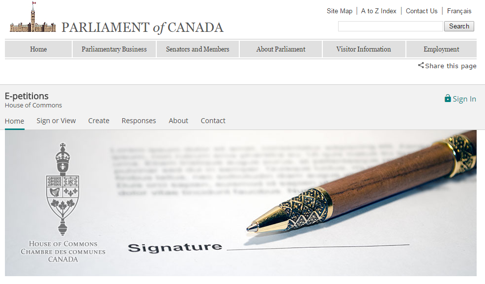 A screengrab of the government's e-petitions website as of Dec. 17, 2015. 