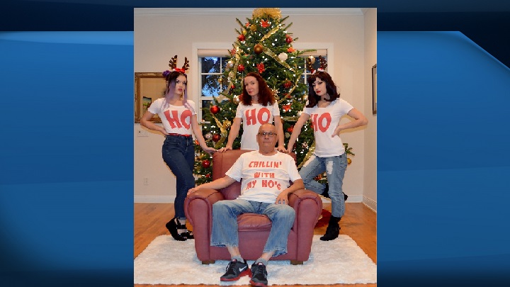 A Florida family is causing a stir online over a Christmas photograph posted on social media of a mother and her two daughters wearing a t-shirt with the word "ho" on the front.