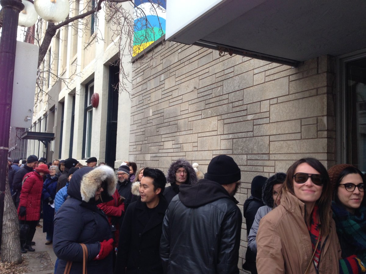 Hundreds lined up for tickets to Raw: almond. December 13, 2015.