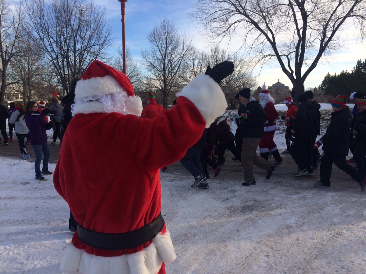 Hundreds participated in the Salvation Army Santa Shuffle at The Forks. December 5, 2015.