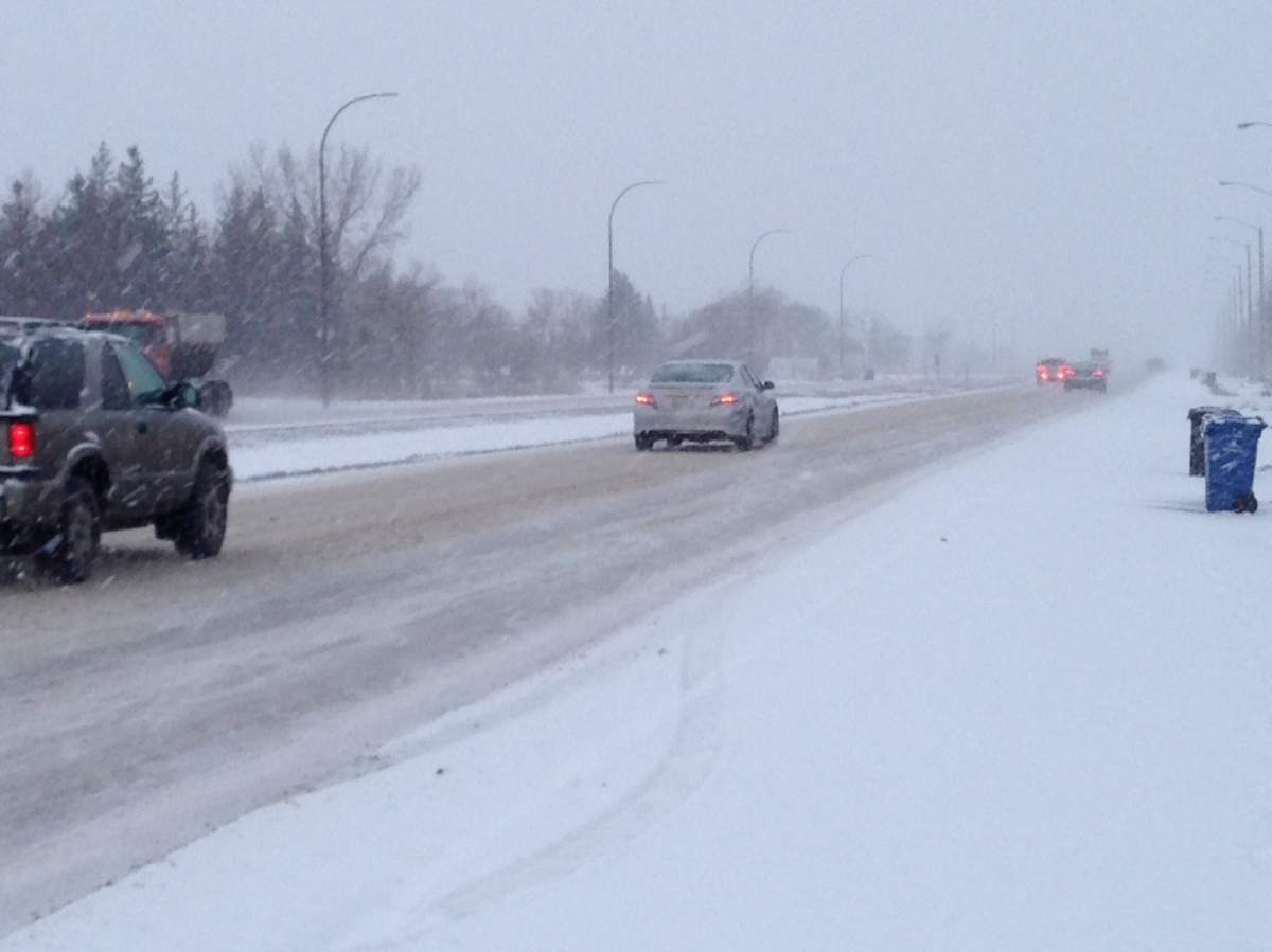 Slippery road conditions in the city and surrounding highways Wednesday morning.