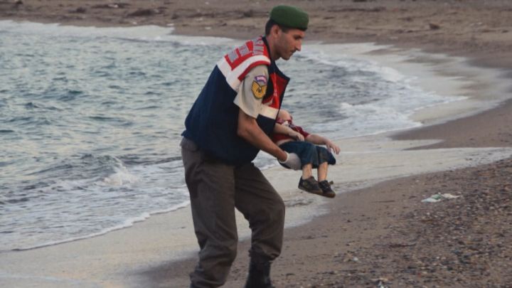 Alan Kurdi, a Syrian boy whose body washed ashore on a Turkish Beach.