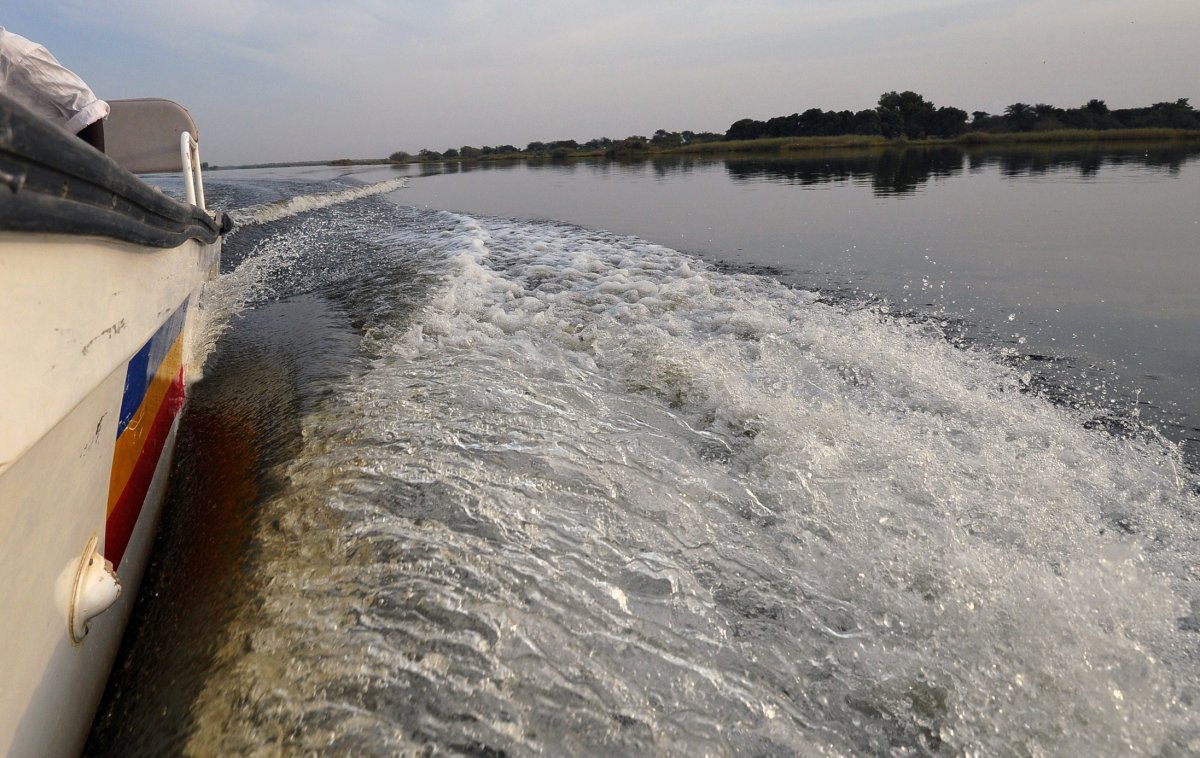 A boat of the Chadian police sails on Lake Chad which borders Chad, Nigeria, Niger and Cameroon, in Bol on January 25, 2015.