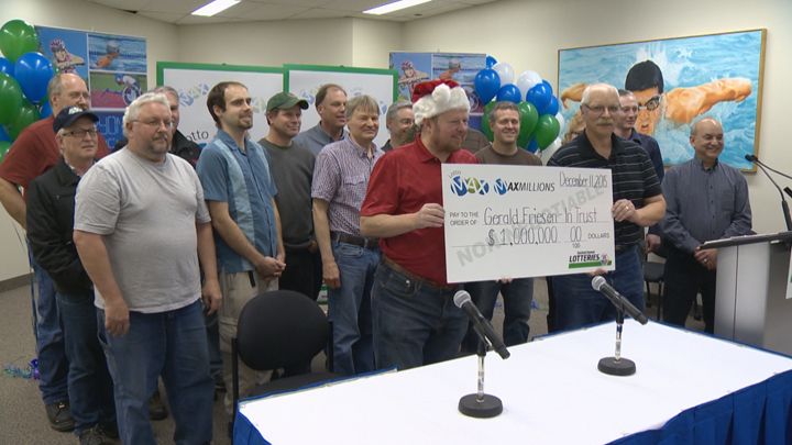 A group of 18 SaskTel co-workers are sharing a million-dollar Lotto Max maxmillions prize.
