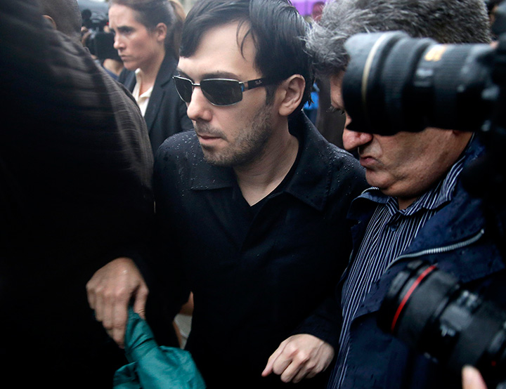 Martin Shkreli leaves a courthouse after his arraignment in New York, Thursday, Dec. 17, 2015. 