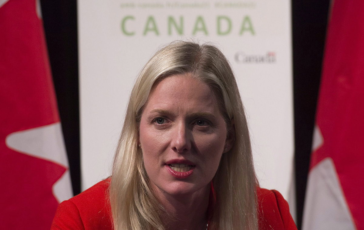 Canadian Minister of Environment and Climate Change Catherine McKenna speaks during a news conference, in Paris, France, on Sunday, Nov. 29, 2015. 