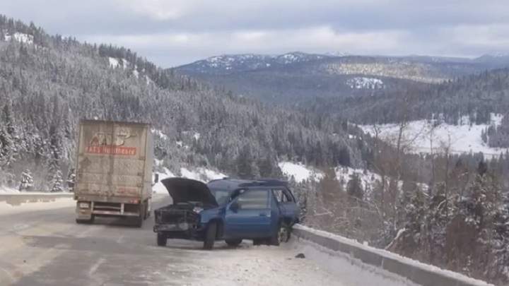 An accident closed northbound lanes of Highway 5 south of Merritt on Dec. 19, 2015.