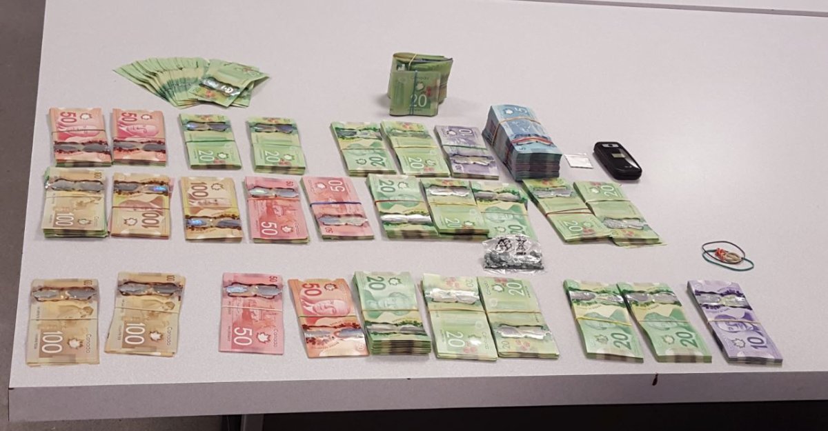 $35,000 seized in an Innisfail drug bust.