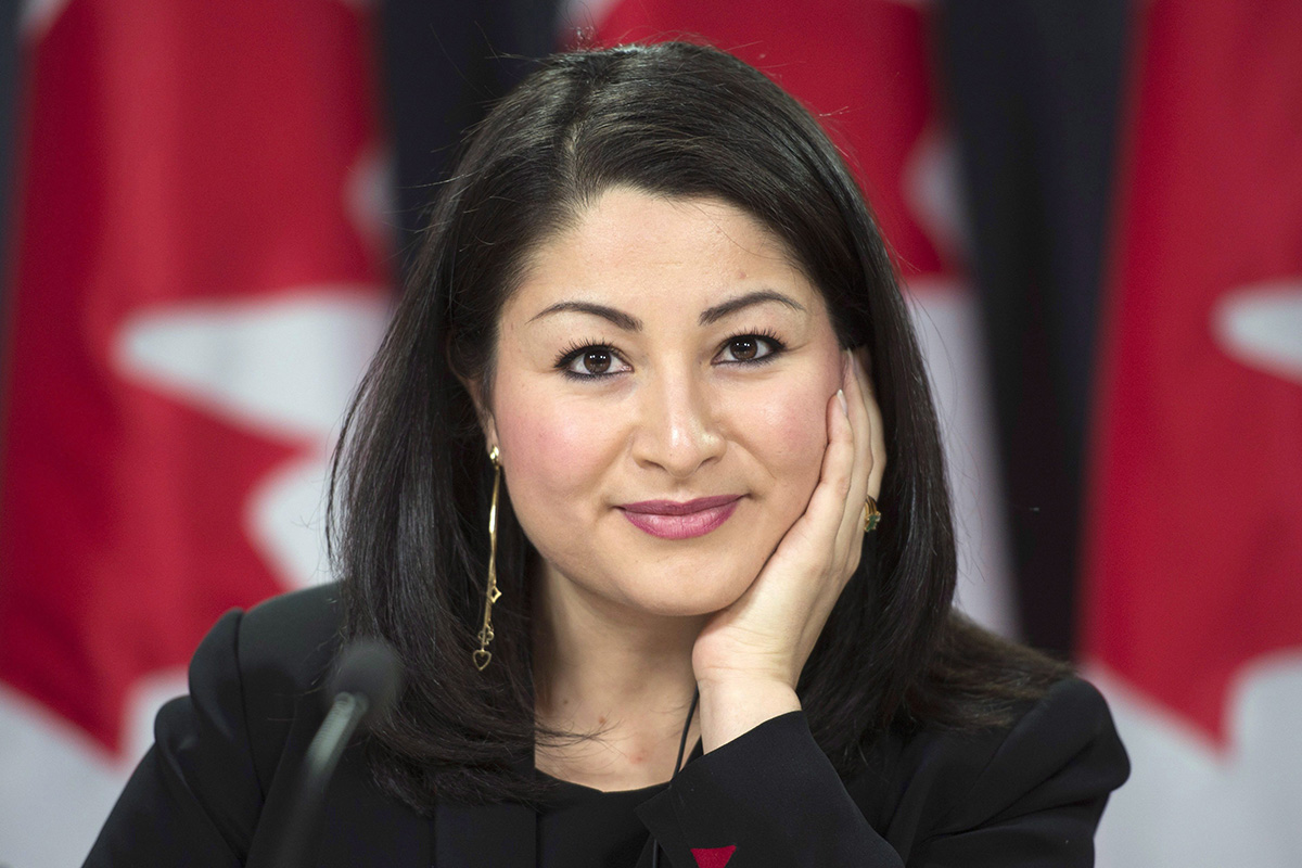 Minister of Democratic Institutions Maryam Monsef attends a news conference in Ottawa on Thursday, December 3, 2015. 