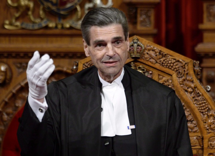 Quebec Sen. Pierre Claude Nolin sits in the Senate chamber in Ottawa, Thursday Nov.27, 2014.
