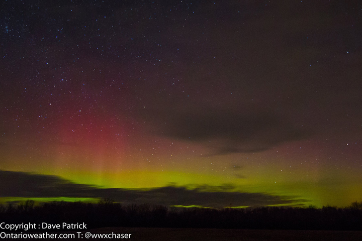 The northern lights as seen from Ipperwash Provincial Park, Ontario.