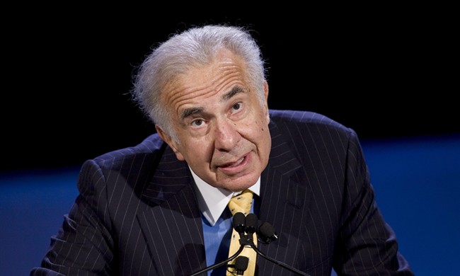 In this Oct. 11, 2007 file photo, private equity investor Carl Icahn speaks at the World Business Forum in New York. 